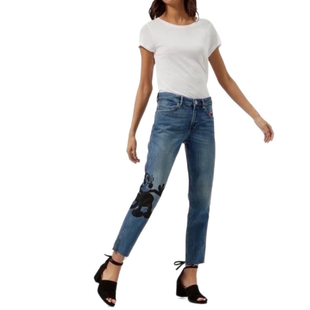 Scotch& Soda x Felix the Cat Blue High-Rise Bandit Slim Tapered Jeans Size 26